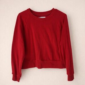 Cosié Red Cropped Raglan Sweatshirt Cozy Casual Cotton Blend Pullover Medium